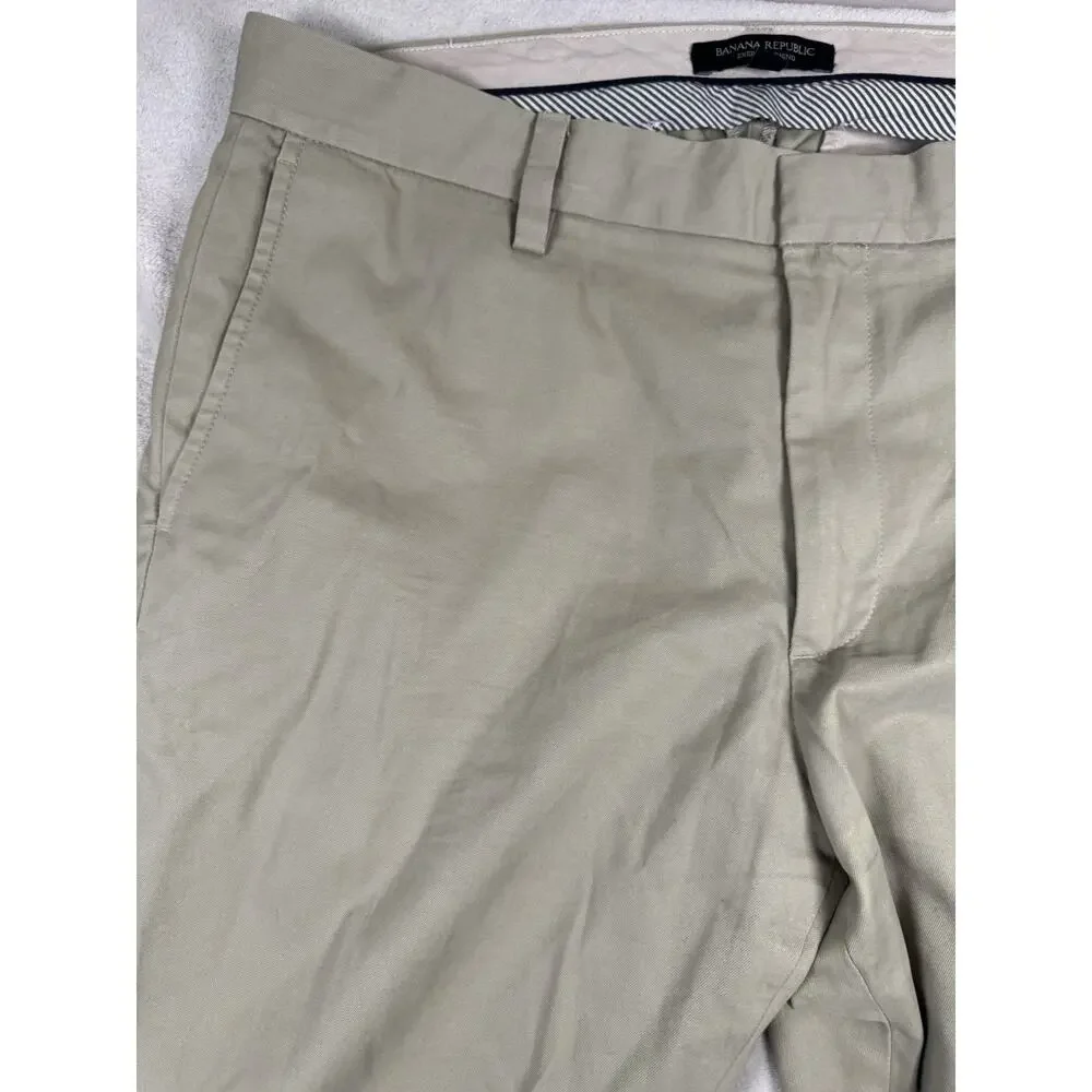 Banana Republic Emerson Chino Pants Mens 34x32 Khaki Straight Fit Cotton